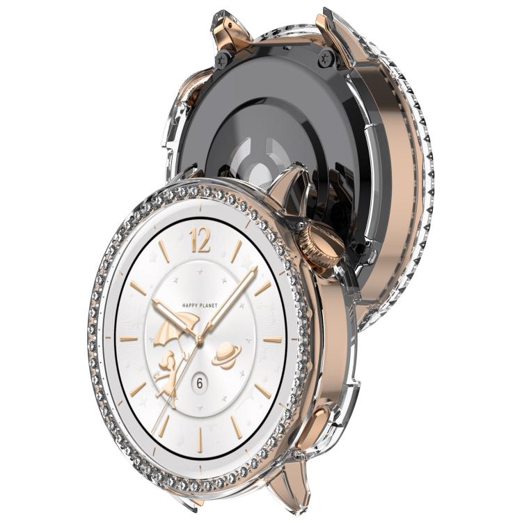 For OnePlus Watch 3 43mm Single Row Diamond Half Coverage Hollow PC Watch Protective Cover(Transparency) by bashfashion