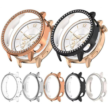 For OnePlus Watch 3 43mm Single Row Diamond Half Coverage Hollow PC Watch Protective Cover(Transparency) by bashfashion