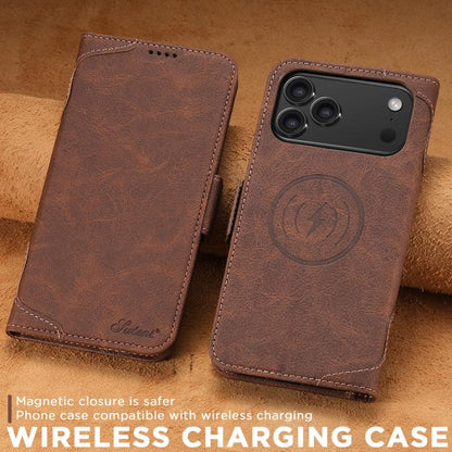 For iPhone 17 Pro Max SUTENI J07 Multifunctional Horizontal Flip Magsafe Leather Phone Case(Brown) by Suteni