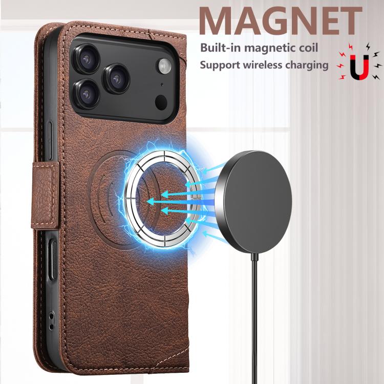 For iPhone 17 Pro Max SUTENI J07 Multifunctional Horizontal Flip Magsafe Leather Phone Case(Brown) by Suteni