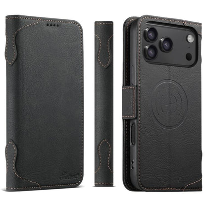 For iPhone 17 Pro SUTENI J07 Multifunctional Horizontal Flip Magsafe Leather Phone Case(Black) by Suteni