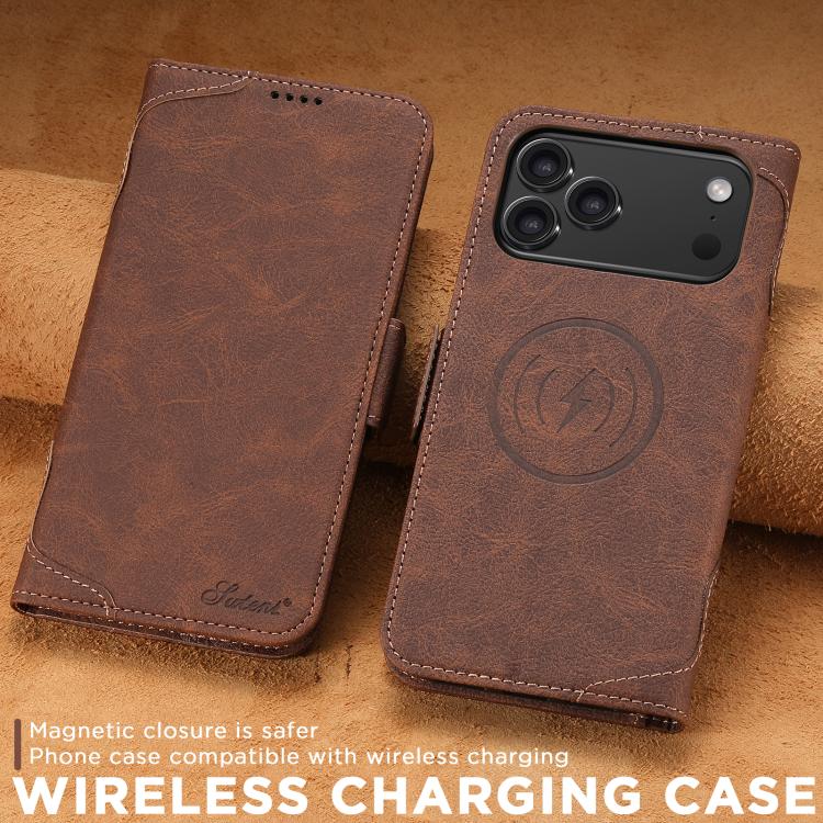 For iPhone 17 Pro SUTENI J07 Multifunctional Horizontal Flip Magsafe Leather Phone Case(Brown) by Suteni