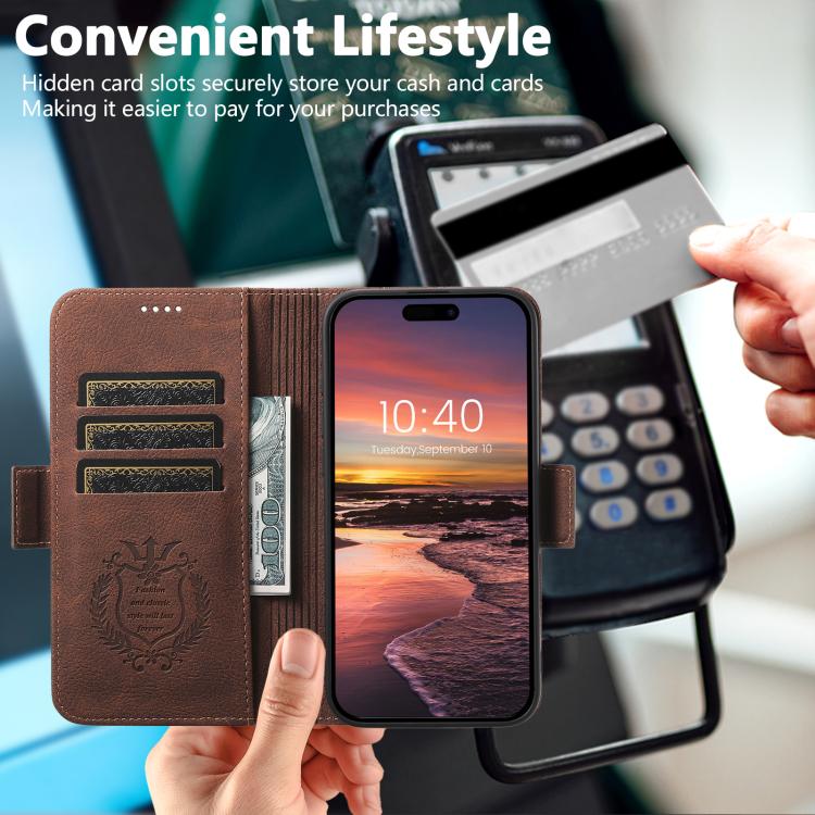 For iPhone 17 Pro SUTENI J07 Multifunctional Horizontal Flip Magsafe Leather Phone Case(Brown) by Suteni