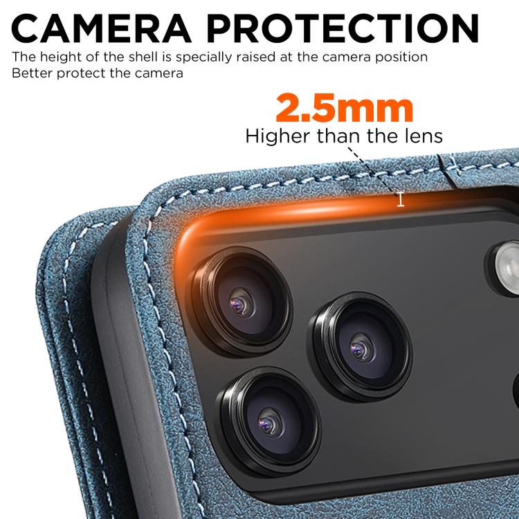 For iPhone 17 Pro SUTENI J07 Multifunctional Horizontal Flip Magsafe Leather Phone Case(Blue) by Suteni