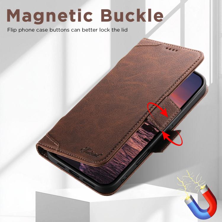 For iPhone 17 SUTENI J07 Multifunctional Horizontal Flip Magsafe Leather Phone Case(Brown) by Suteni