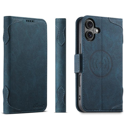 For iPhone 17 SUTENI J07 Multifunctional Horizontal Flip Magsafe Leather Phone Case(Blue) by Suteni