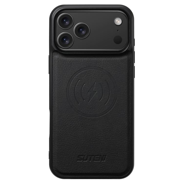 For iPhone 17 Pro Max Suteni G5 Litchi Leather Magnetic MagSafe Phone Case(Black) by Suteni