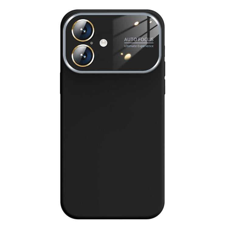 For iPhone 16 Kalebol Large Windows Frosted Liquid Silicone Phone Case(Black) by Kalebol