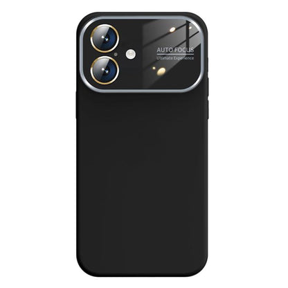 For iPhone 16 Kalebol Large Windows Frosted Liquid Silicone Phone Case(Black) by Kalebol