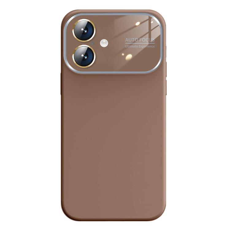 For iPhone 16 Kalebol Large Windows Frosted Liquid Silicone Phone Case(Coffee) by Kalebol