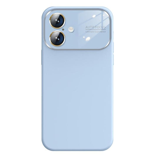 For iPhone 16 Kalebol Large Windows Frosted Liquid Silicone Phone Case(Far Peak Blue) by Kalebol