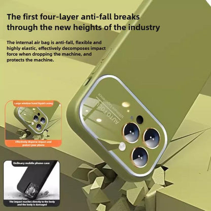 For iPhone 16 Pro Max Kalebol Large Windows Frosted Liquid Silicone Phone Case(Antique White) by Kalebol