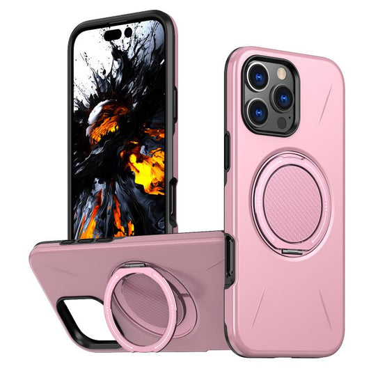 For iPhone 16 Pro Kalebol Magnetic MagSafe Rotation Holder PC Phone Case(Pink) by Kalebol