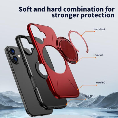 For iPhone 16 Kalebol Magnetic MagSafe Rotation Holder PC Phone Case(Red) by Kalebol