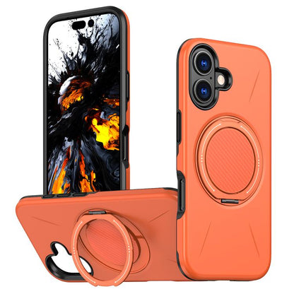 For iPhone 16 Kalebol Magnetic MagSafe Rotation Holder PC Phone Case(Orange) by Kalebol