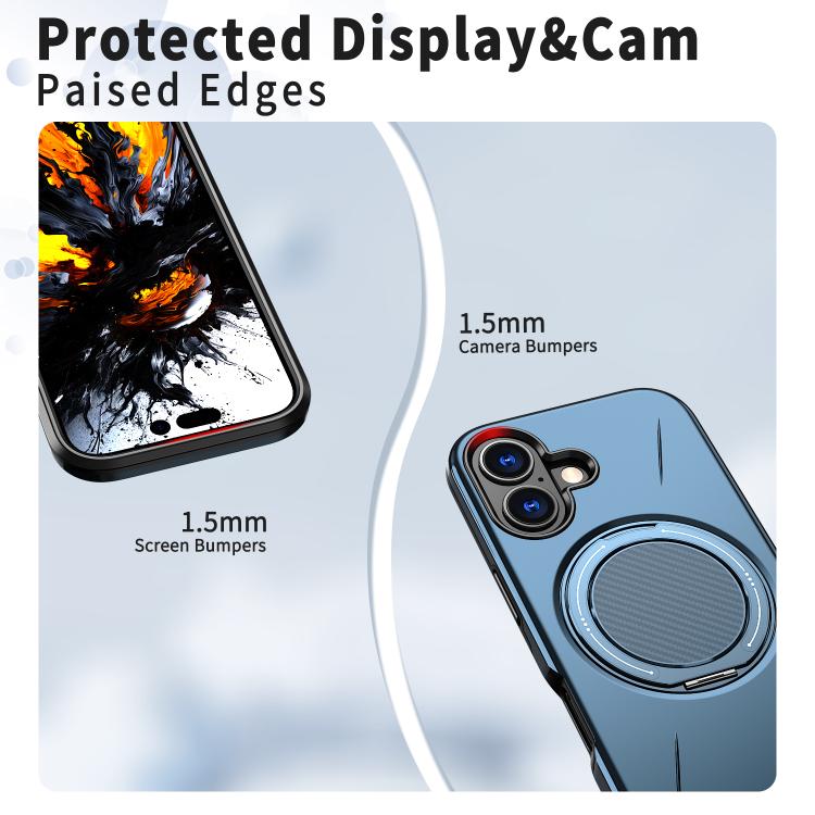 For iPhone 16 Kalebol Magnetic MagSafe Rotation Holder PC Phone Case(Blue) by Kalebol