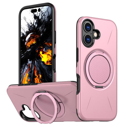 For iPhone 16 Kalebol Magnetic MagSafe Rotation Holder PC Phone Case(Pink) by Kalebol