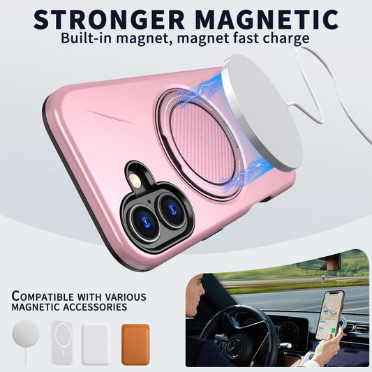 For iPhone 16 Kalebol Magnetic MagSafe Rotation Holder PC Phone Case(Pink) by Kalebol