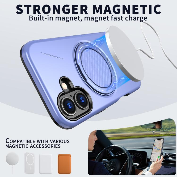 For iPhone 16 Kalebol Magnetic MagSafe Rotation Holder PC Phone Case(Lilac) by Kalebol