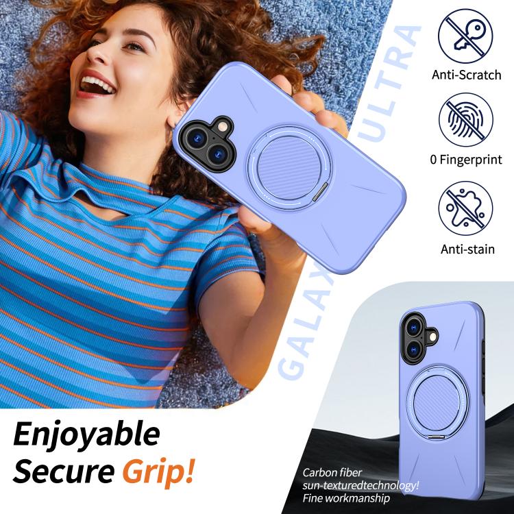 For iPhone 16 Kalebol Magnetic MagSafe Rotation Holder PC Phone Case(Lilac) by Kalebol
