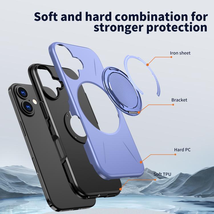 For iPhone 16 Kalebol Magnetic MagSafe Rotation Holder PC Phone Case(Lilac) by Kalebol