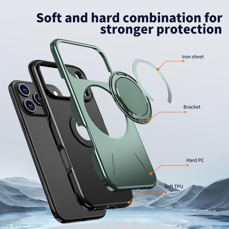 For iPhone 17 Pro Max Kalebol Magnetic MagSafe Rotation Holder PC Phone Case(Grey Green) by Kalebol