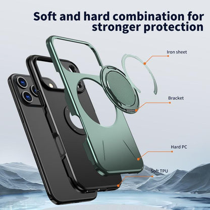 For iPhone 17 Pro Max Kalebol Magnetic MagSafe Rotation Holder PC Phone Case(Grey Green) by Kalebol