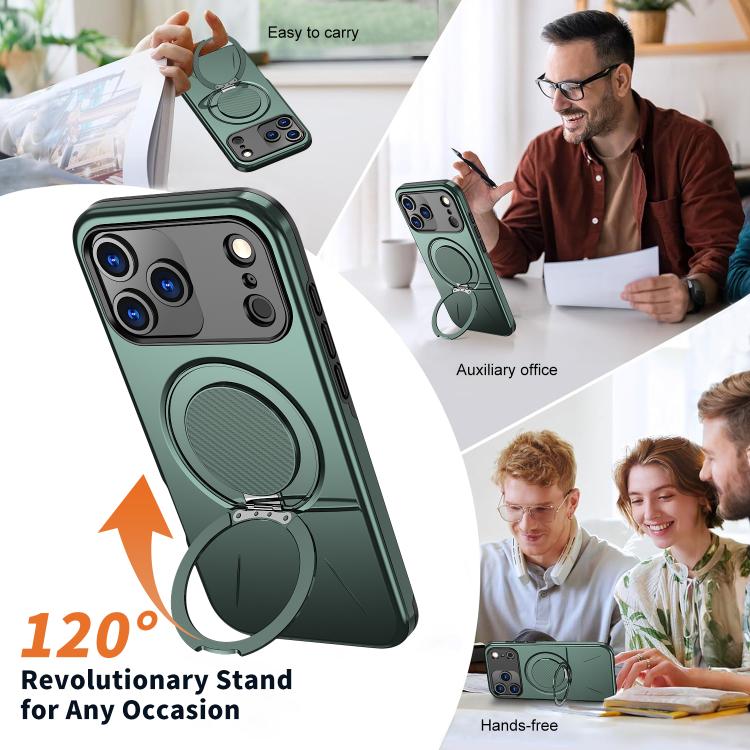 For iPhone 17 Pro Max Kalebol Magnetic MagSafe Rotation Holder PC Phone Case(Grey Green) by Kalebol