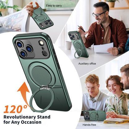 For iPhone 17 Pro Max Kalebol Magnetic MagSafe Rotation Holder PC Phone Case(Grey Green) by Kalebol