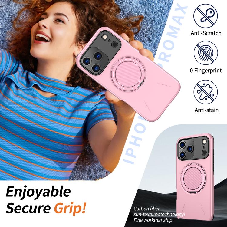For iPhone 17 Pro Kalebol Magnetic MagSafe Rotation Holder PC Phone Case(Pink) by Kalebol