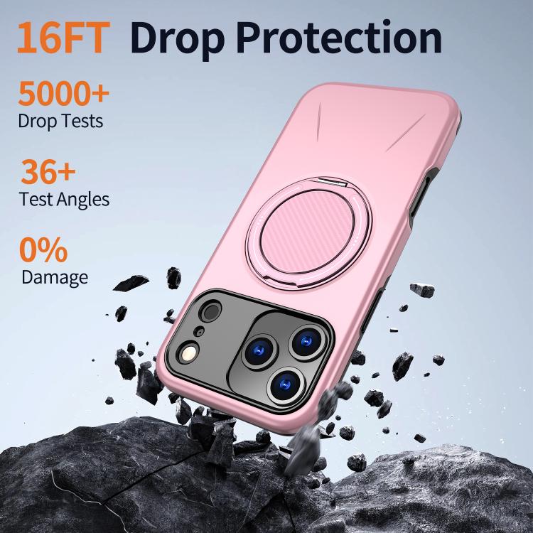 For iPhone 17 Pro Kalebol Magnetic MagSafe Rotation Holder PC Phone Case(Pink) by Kalebol