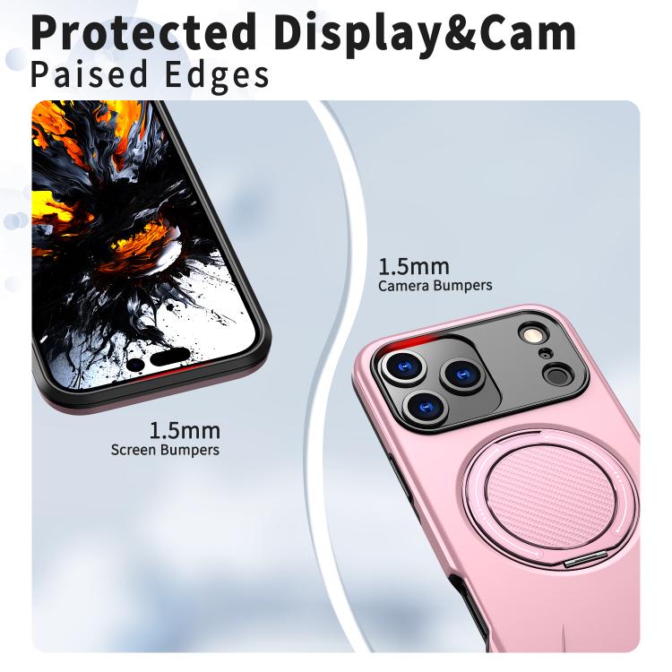For iPhone 17 Pro Kalebol Magnetic MagSafe Rotation Holder PC Phone Case(Pink) by Kalebol