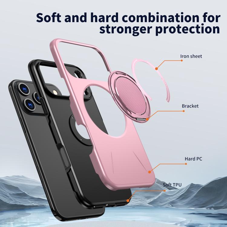 For iPhone 17 Pro Kalebol Magnetic MagSafe Rotation Holder PC Phone Case(Pink) by Kalebol