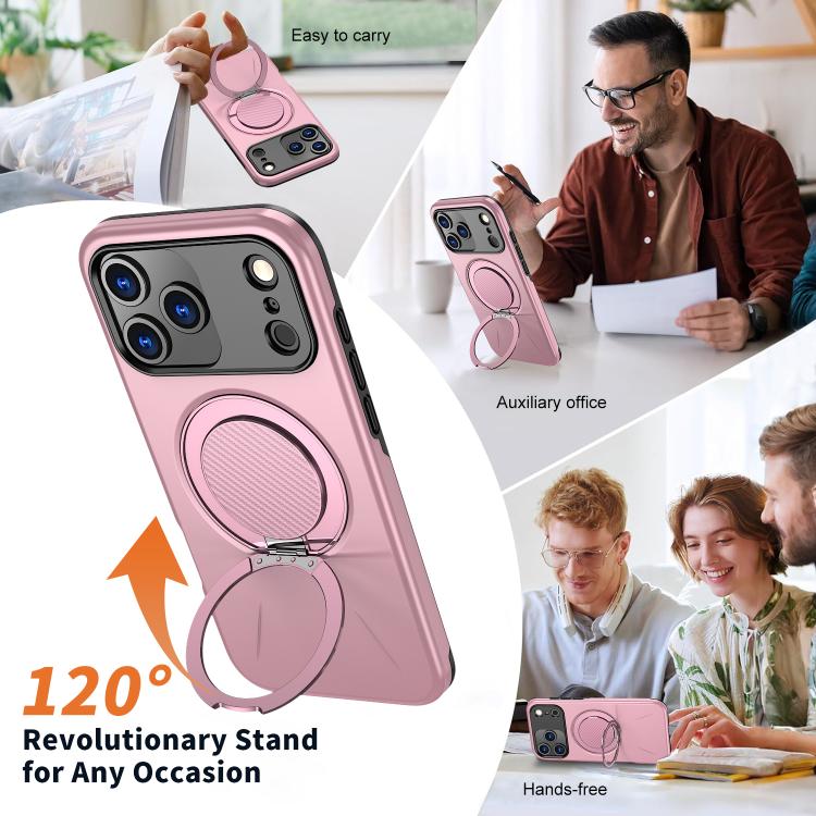 For iPhone 17 Pro Kalebol Magnetic MagSafe Rotation Holder PC Phone Case(Pink) by Kalebol