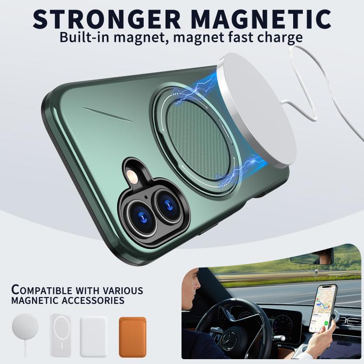 For iPhone 17 Kalebol Magnetic MagSafe Rotation Holder PC Phone Case(Grey Green) by Kalebol