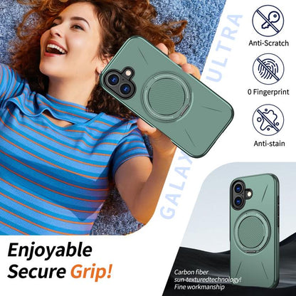 For iPhone 17 Kalebol Magnetic MagSafe Rotation Holder PC Phone Case(Grey Green) by Kalebol