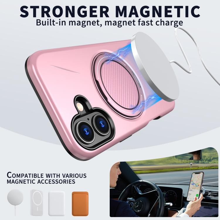 For iPhone 17 Kalebol Magnetic MagSafe Rotation Holder PC Phone Case(Pink) by Kalebol