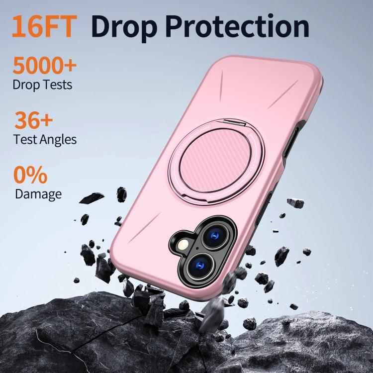 For iPhone 17 Kalebol Magnetic MagSafe Rotation Holder PC Phone Case(Pink) by Kalebol