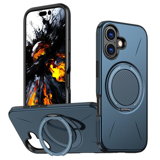 For iPhone 16 Plus Kalebol Magnetic MagSafe Rotation Holder PC Phone Case(Blue) by Kalebol