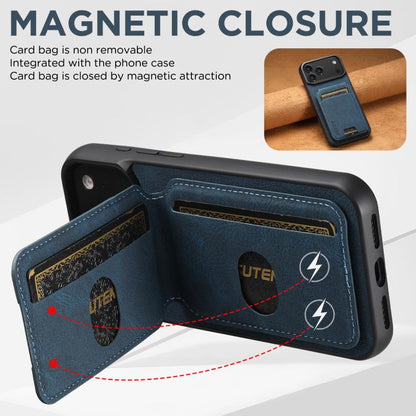 For iPhone 17 Pro Max Suteni H02 Litchi Leather Card Wallet Stand Back Phone Case(Blue) by Suteni