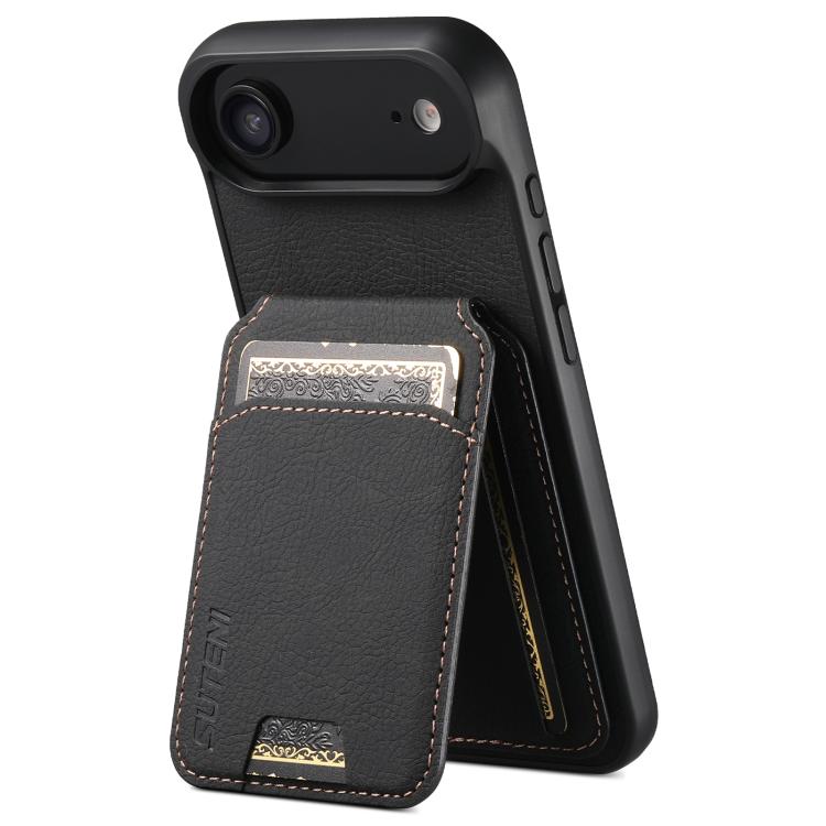For iPhone Air Suteni H02 Litchi Leather Card Wallet Stand Back Phone Case(Black) by Suteni