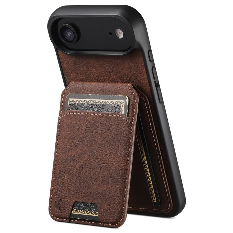 For iPhone Air Suteni H02 Litchi Leather Card Wallet Stand Back Phone Case(Brown) by Suteni