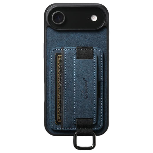 For iPhone Air Suteni H13 Litchi Leather Wrist Strap Wallet Back Phone Case(Blue) by Suteni