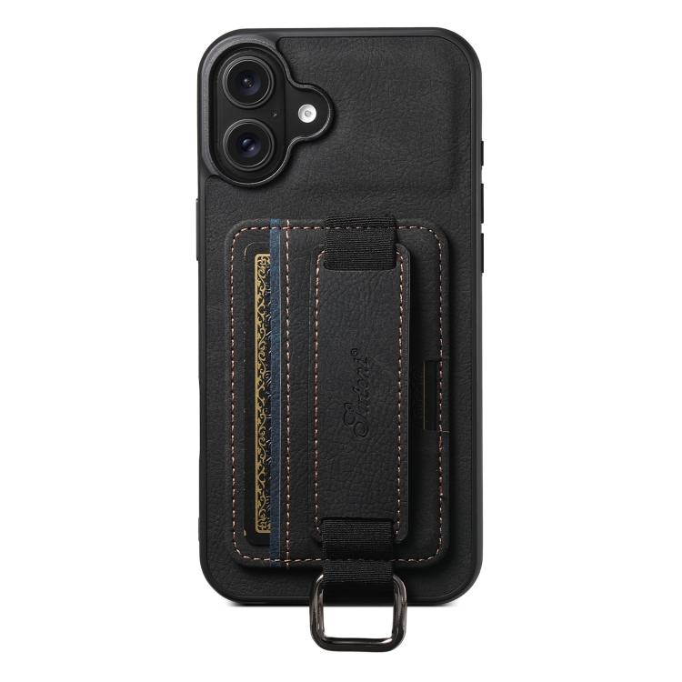 For iPhone 17 Suteni H13 Litchi Leather Wrist Strap Wallet Back Phone Case(Black) by Suteni