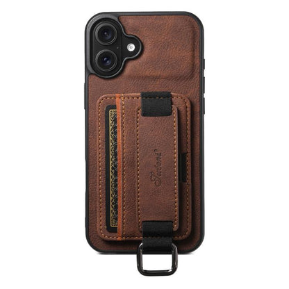 For iPhone 17 Suteni H13 Litchi Leather Wrist Strap Wallet Back Phone Case(Brown) by Suteni