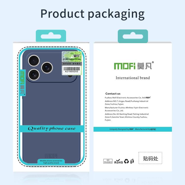 For iPhone 17 Pro Max MOFI Caring Soft Shell Liquid Silicone Skin Feel Phone Case(Grayish Blue) by MOFI