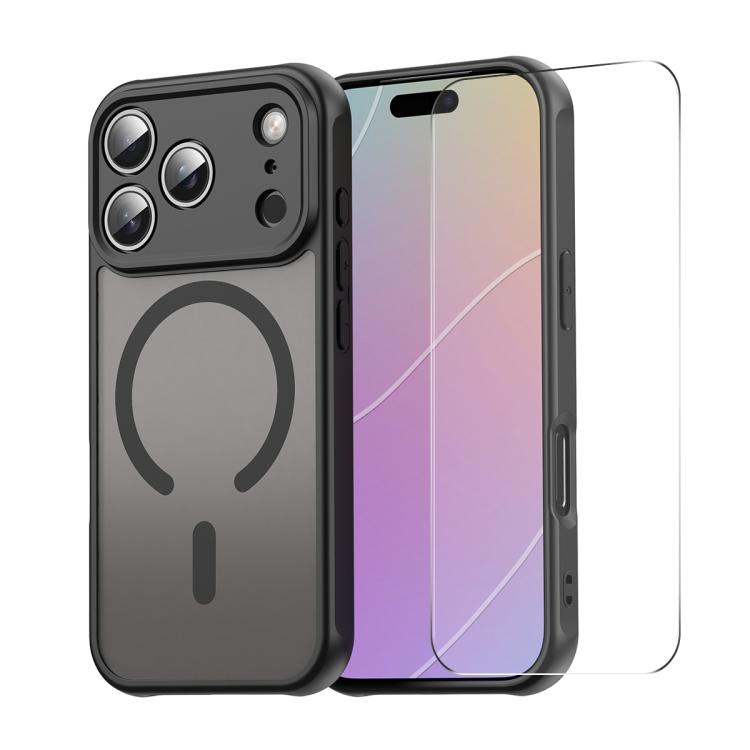 For iPhone 17 Pro ENKAY Hat-Prince MagSafe Matte Translucent Shockproof Phone Case with Large Arc Edge Film(Black) by ENKAY