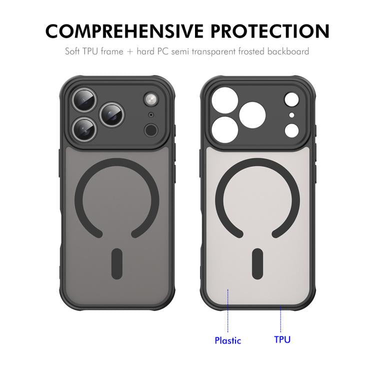 For iPhone 17 Pro ENKAY Hat-Prince MagSafe Matte Translucent Shockproof Phone Case with Large Arc Edge Film(Black) by ENKAY