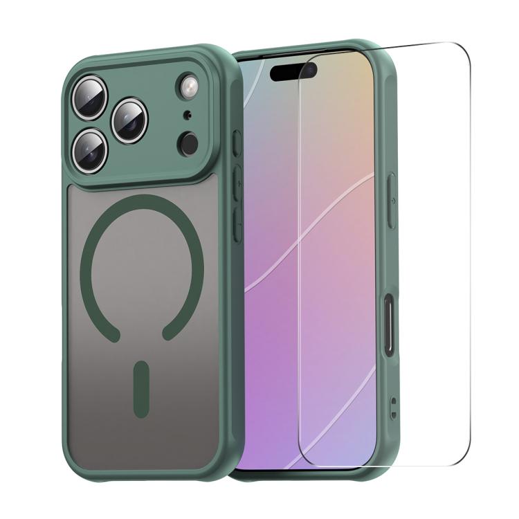 For iPhone 17 Pro ENKAY Hat-Prince MagSafe Matte Translucent Shockproof Phone Case with Large Arc Edge Film(Green) by ENKAY