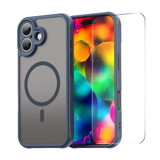 For iPhone 17 ENKAY Hat-Prince MagSafe Matte Translucent Shockproof Phone Case with Large Arc Edge Film(Blue) by ENKAY